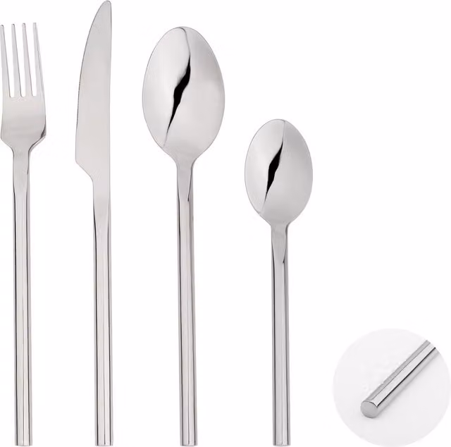 Glim & Glam 16 Piece Stainless Steel Cutlery Set in Silver – 1