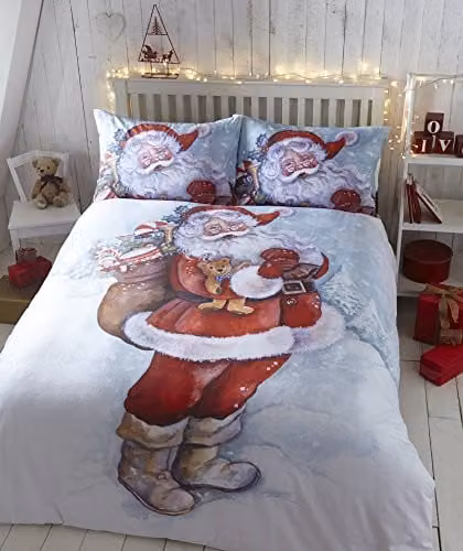 Eleanor James Christmas Father Christmas Duvet Cover and Pillowcase Set, Multicolour, W/D/H: 180 x 200 cm, Pillowcase: 50 x 75 cm – 1