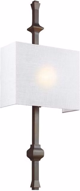 Netlighting Teva Single Light Indoor Wall Light in Bronze with White Fabric Shade and E27 Socket