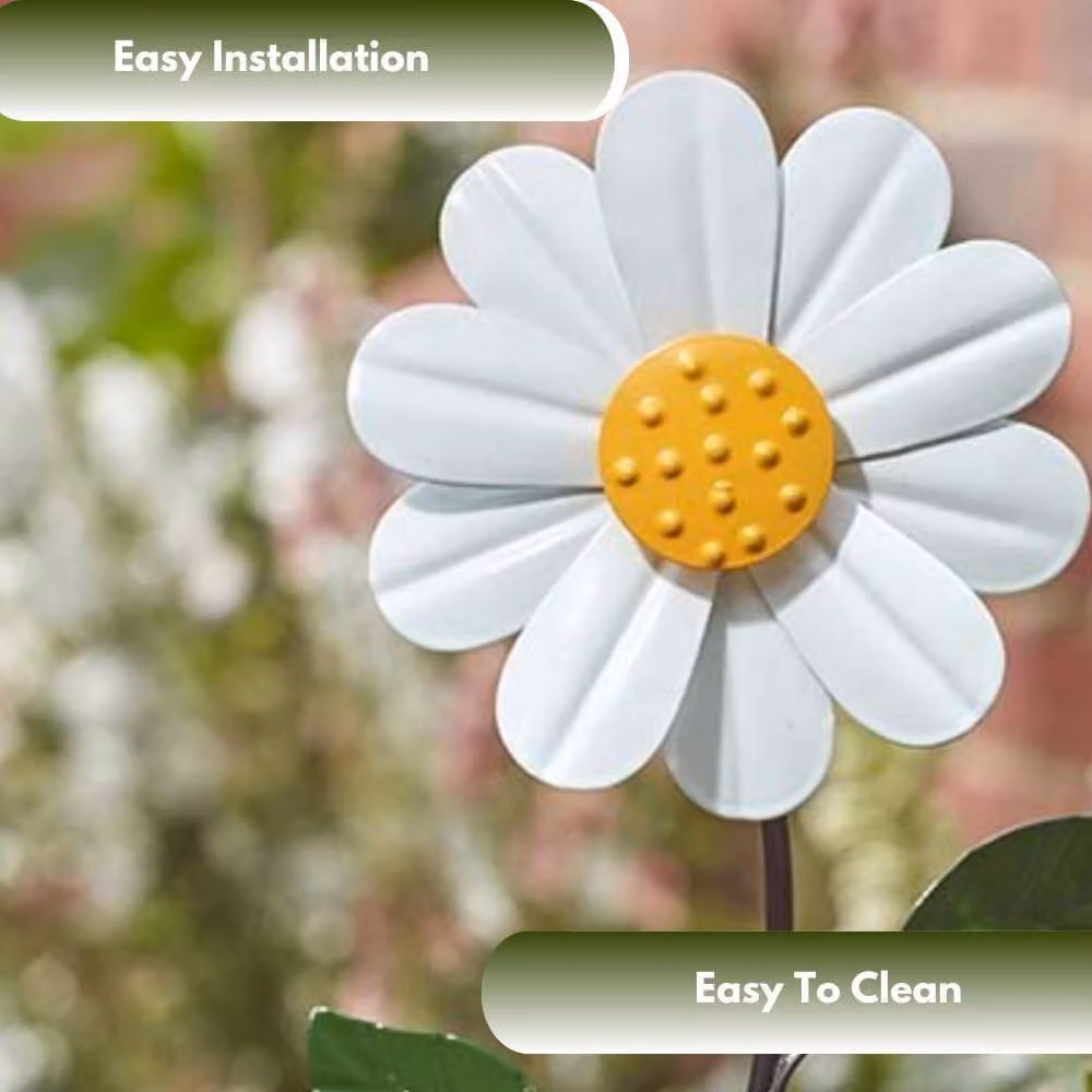 Marco Paul Daisy Floral Metal Garden Spinner in White – 3