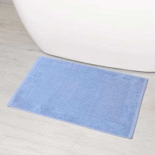 Linens Limited Non Slip Turkish Cotton Bath Mat in Light Blue, W/D/H: 80 x 50 x 1.8 cm