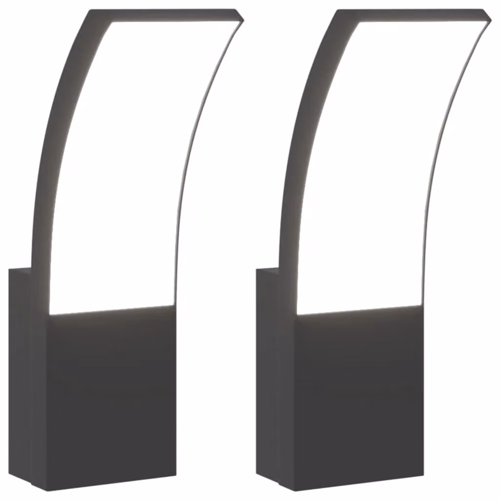 Berkfield Home Set of 2 Black Modern Outdoor LED Wall Lights in Die-cast Aluminium – 2