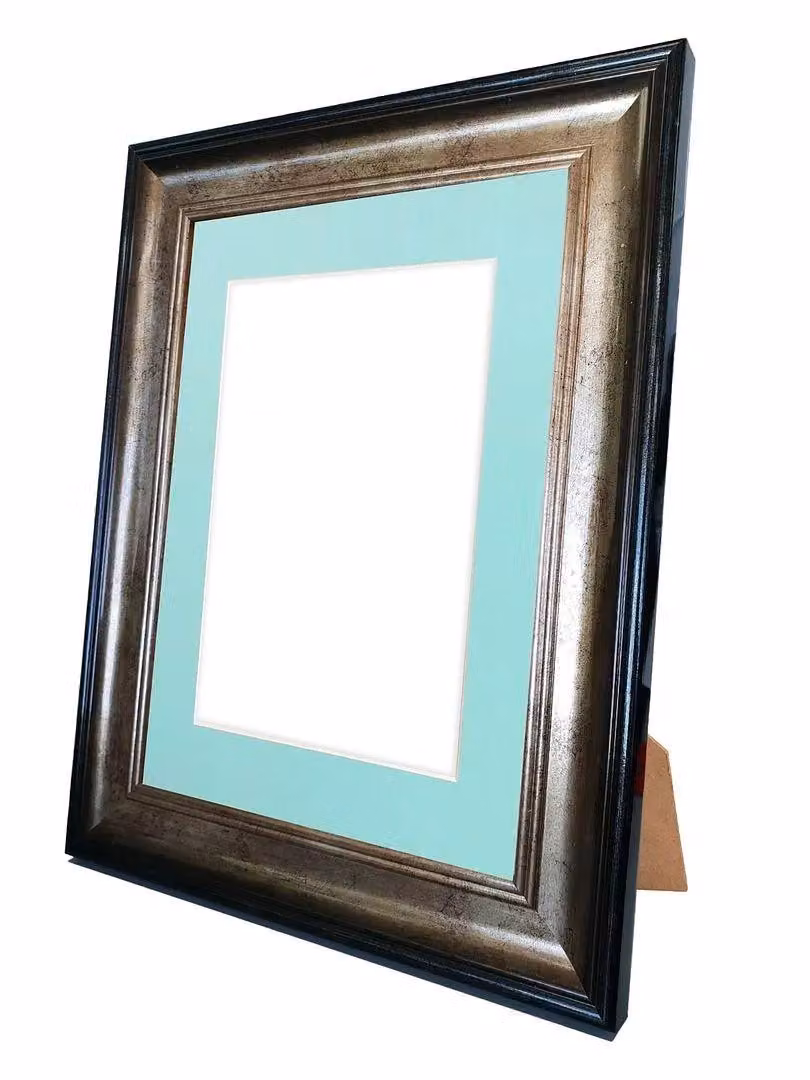 Frames & Mirrors 4U Scandi Rectangular Black and Gold Frame with Blue Mount for 4.5 x 2.5 Inch Images – 2