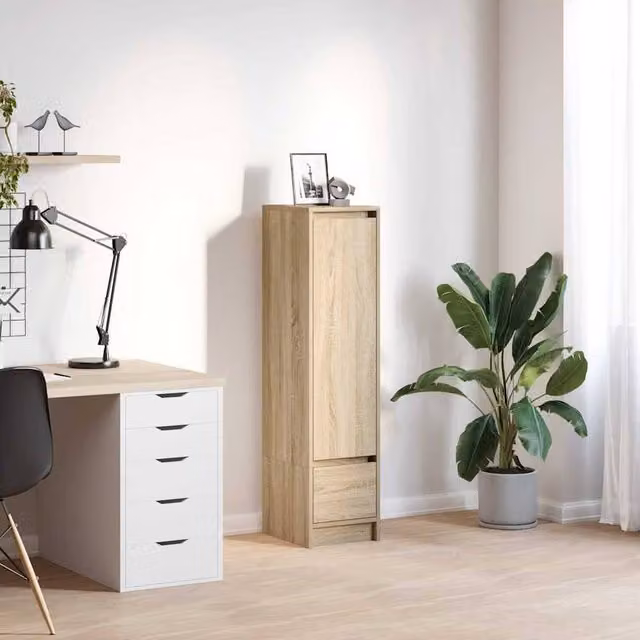 Berkfield Home Sonoma Oak Highboard in Brown, W/D/H: 29.5 x 34 x 119.5 cm