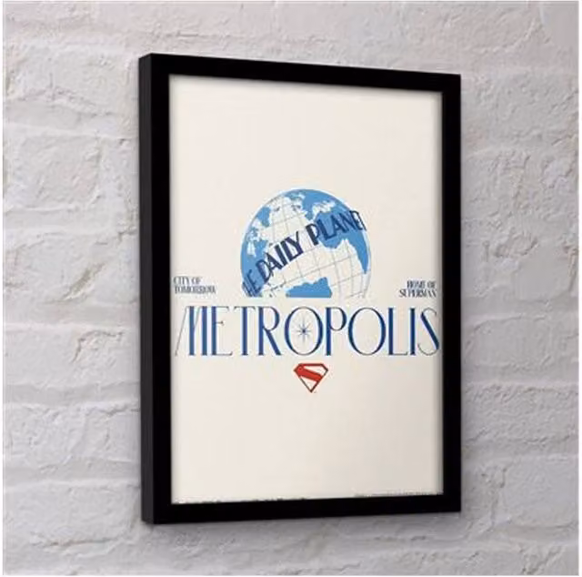 Superman Metropolis Multicolour Framed Paper Poster in Black