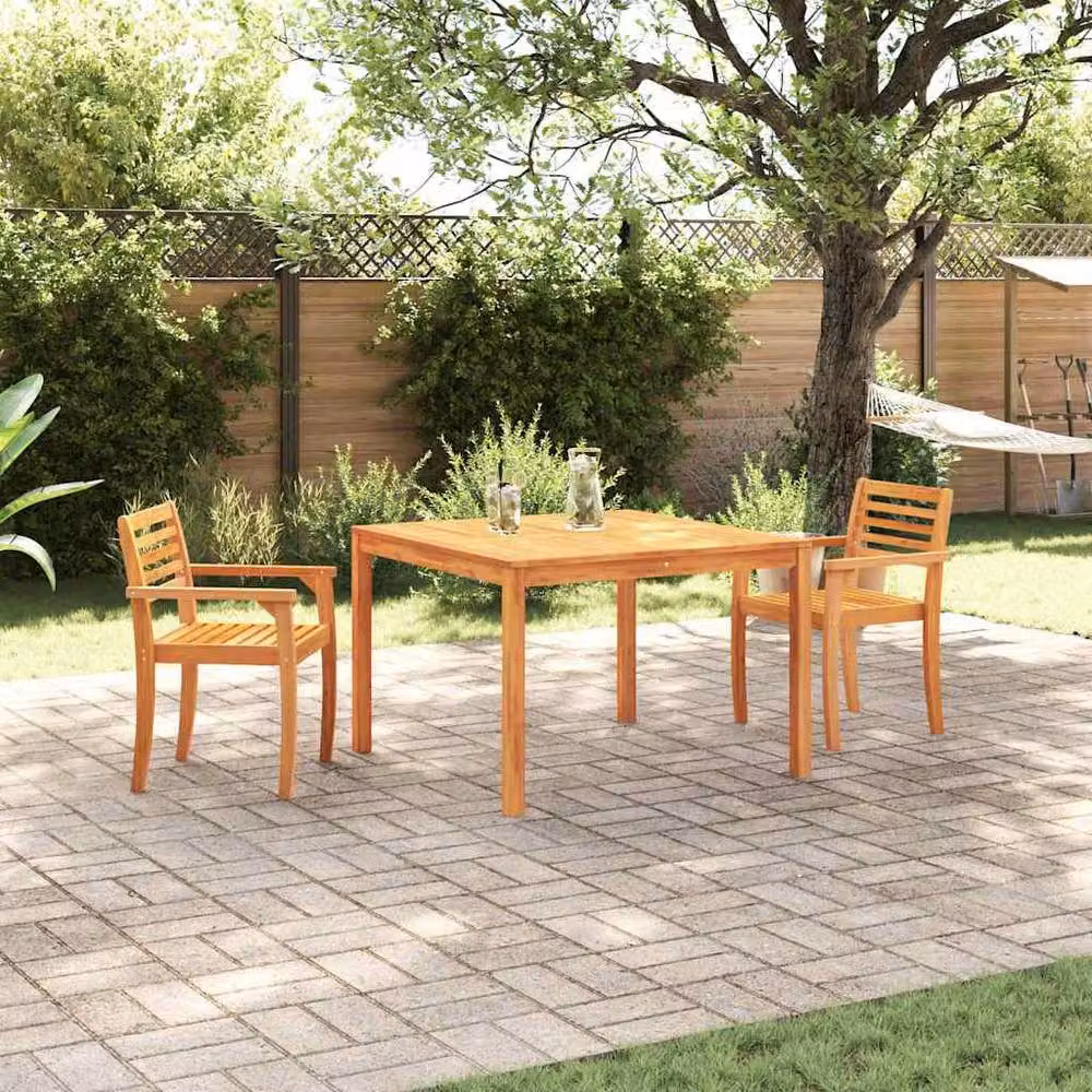 Berkfield Home Modern 3-Piece Garden Dining Set in Brown Oiled Solid Acacia Wood W/D/H: 110 x 45.5 x 75 cm – 2
