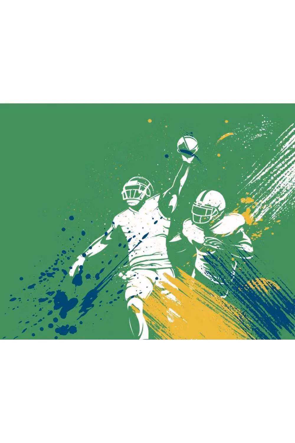 Origin Murals American Footballers Paint Splash Wall Mural in Green, W: 300 cm, H: 240 cm – 2