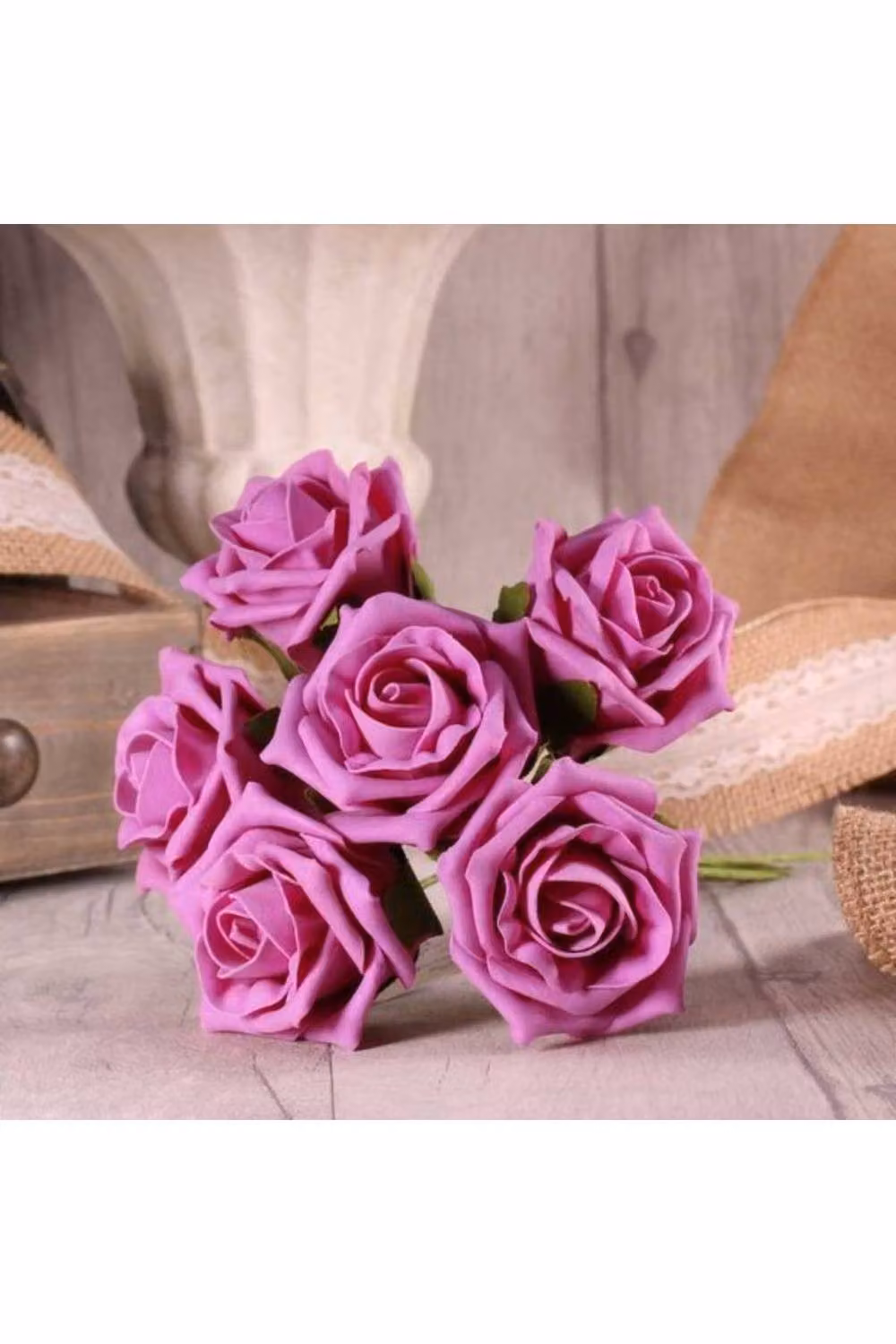 KDMD 4 Pack of Dusky Pink Foam Tea Roses for Weddings – 2