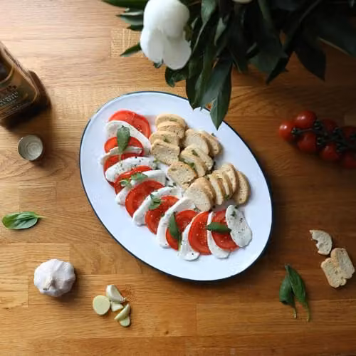 Argon Tableware White Enamel Serving Platters with Green Rims, Pack of 3, W: 30.5 cm, D: 22.5 cm – 4
