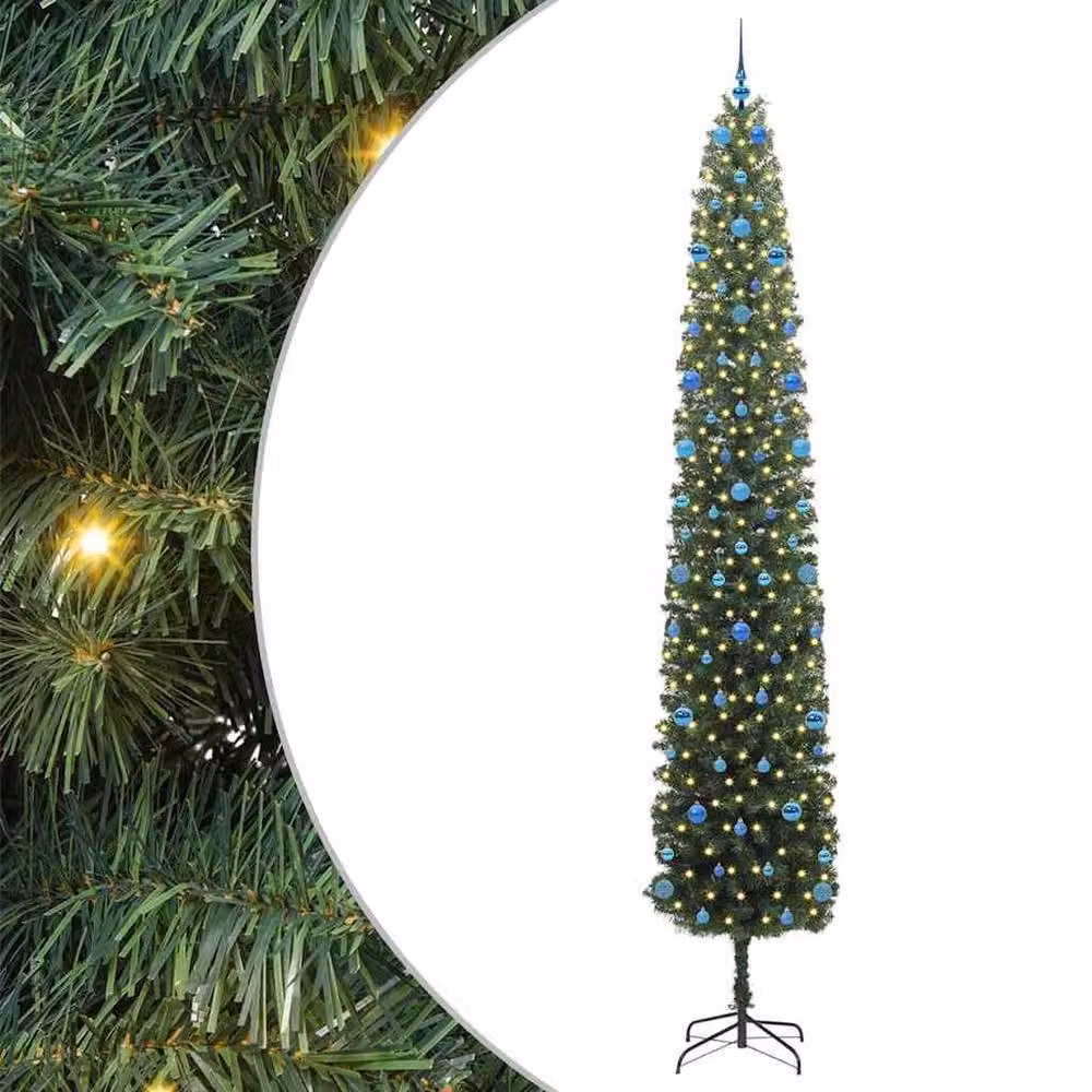 Berkfield Home Green Artificial Christmas Tree with 300 Warm White LEDs and Stand – 3
