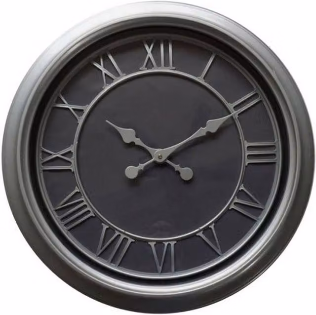 Lemon Pavilion Furniture and Decor Bloomsbury Analog Wall Clock in Silver, W59 x H59 x D6 cm