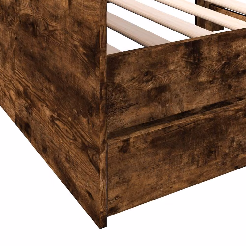 Berkfield Home Daybed with Drawers in Smoked Oak and Brown, W/D/H: 100 x 200 cm – 4