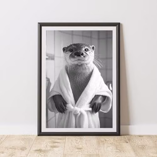60 SECOND MAKEOVER Otter Bathrobe Animal Print Paper Poster, W: 21.0 cm, H: 29.7 cm