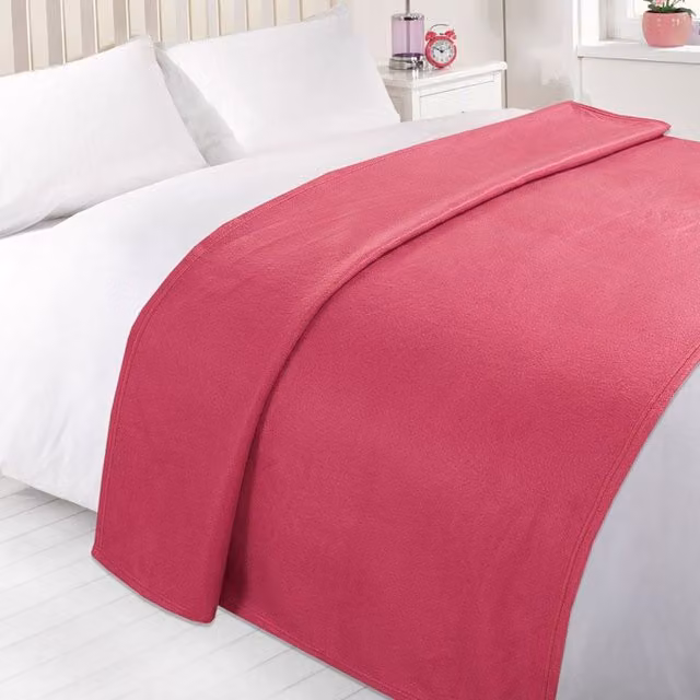Dreamscene Plain Pink Fleece Throw Blanket, Width: 150 cm