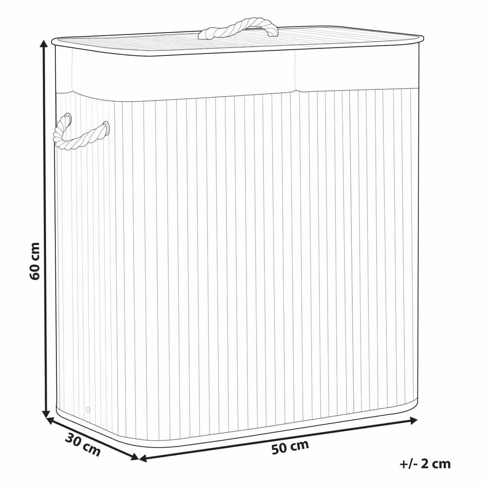 Wyld and Coco Two-Compartment Brown Bamboo Laundry Hamper with Lid and Rope Handles – 3
