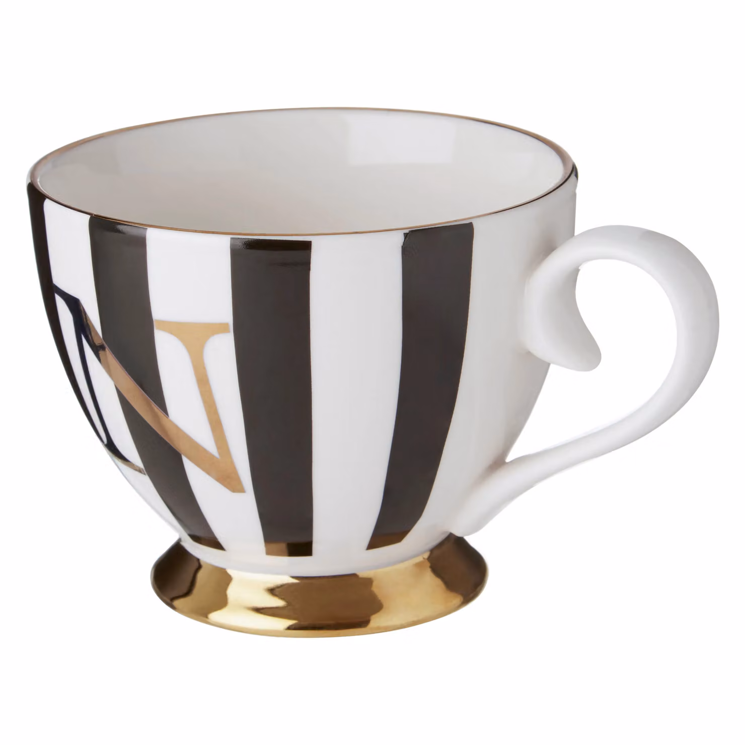 Orsina Personalized Duchess Striped Bone China Mug in Black, White and Gold – 2