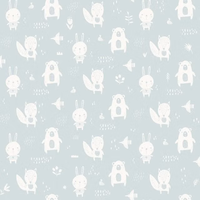 Muriva Little Critters Duck Egg Blue Animal Print Childrens Room Decor