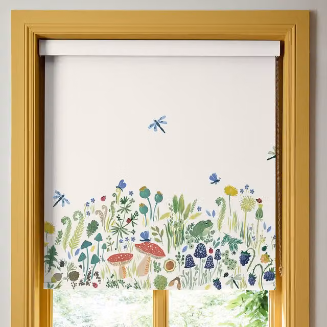 Wee Blue Bell Translucent Floral Garden Explorer Made To Measure Roller Blind in Blue, Green and Multicolour