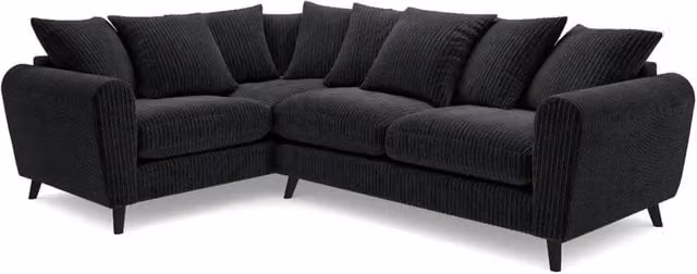 Bliss Furniture Harlow Modern Black Jumbo Cord Left Hand Dual Arm Corner Sofa