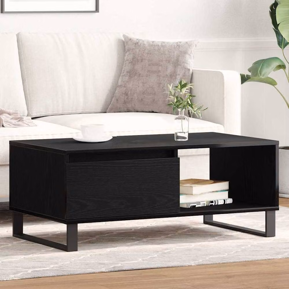 Berkfield Home Modern Black Oak Coffee Table, W/D/H: 90 x 50 x 36.5 cm – 2