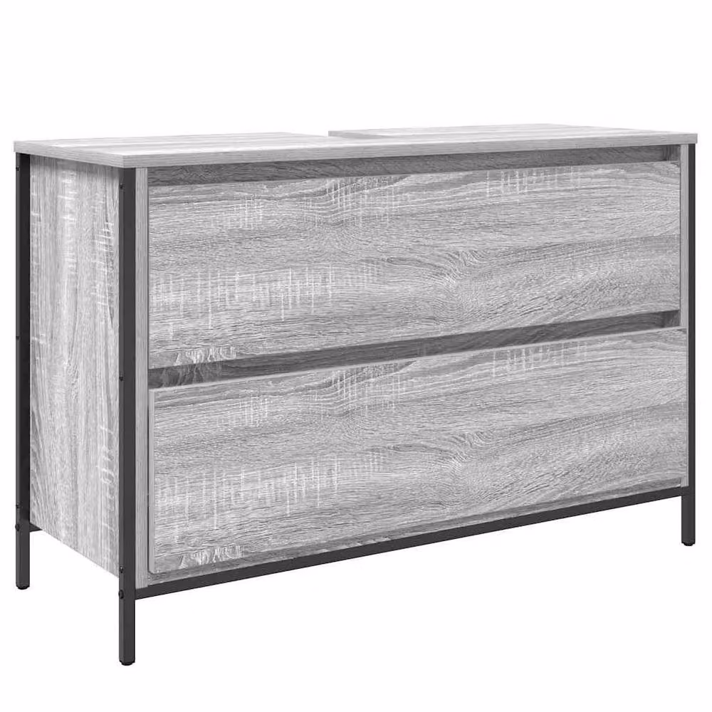 Berkfield Home Decorative Bathroom Basin Cabinet with Drawers, Grey Sonoma, W: 90 cm, D: 34.5 cm, H: 60 cm – 2