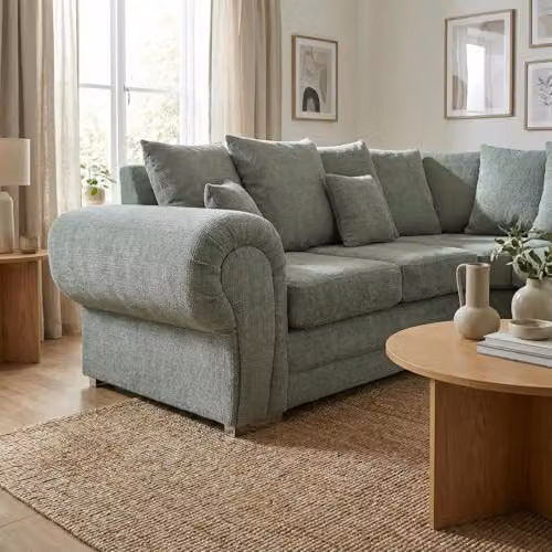 Abakus Direct Verona L-Shaped Corner Sofa in Green with Foam Seats and Solid Wood Frame – 2