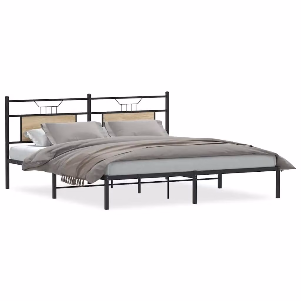 Berkfield Home Sonoma Oak Bed Frame in Brown, Engineered Wood, W: 160 cm, D: 200 cm – 2