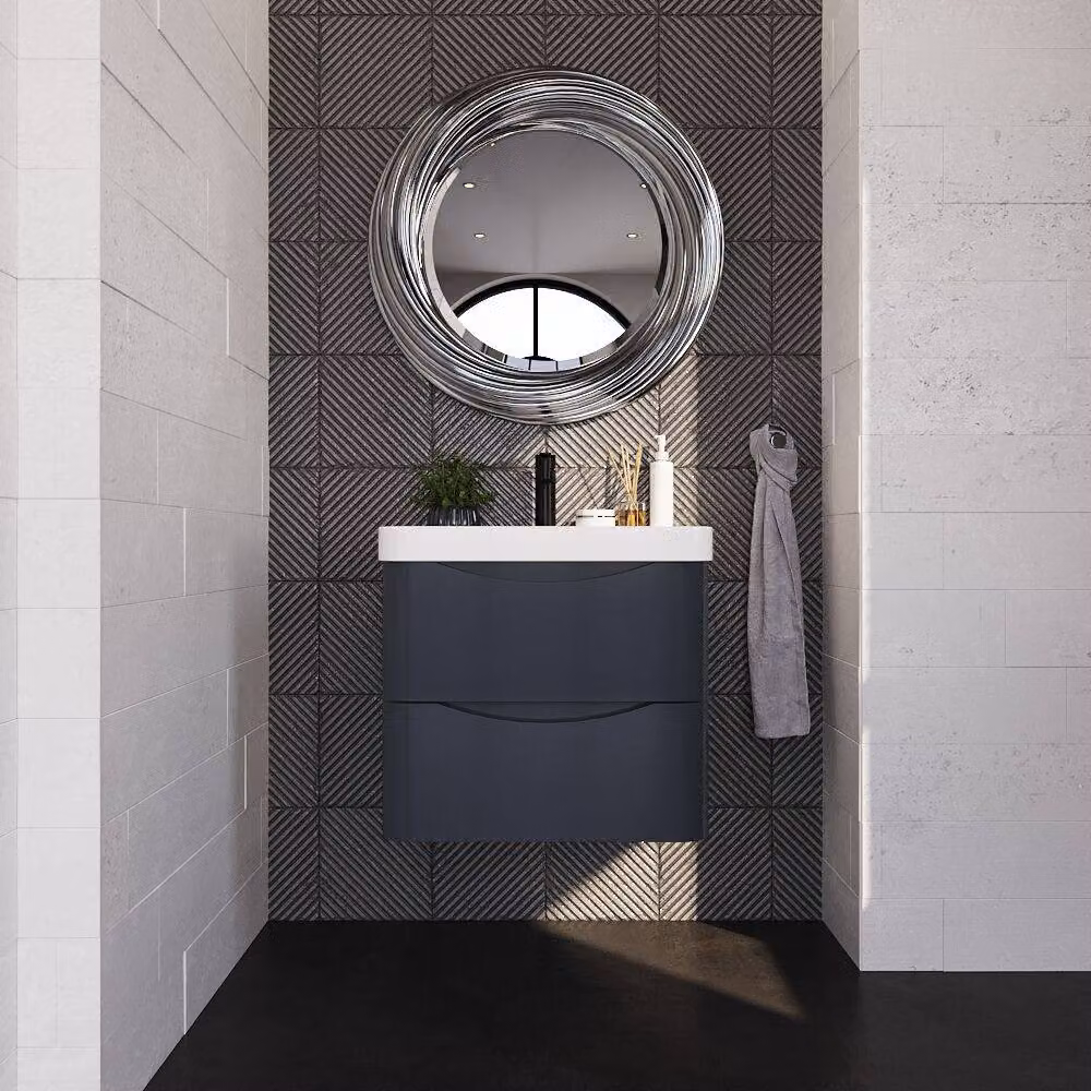 Balterley Arch Wall Hung 2-Drawer Bathroom Vanity with Ceramic Basin, Grey, W: 60.0 cm, D: 56.2 cm, H: 60.0 cm – 2