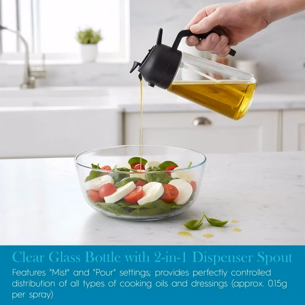 Havendro 2-in-1 Clear Glass Olive Oil Spray Bottle, 470 ml – 4