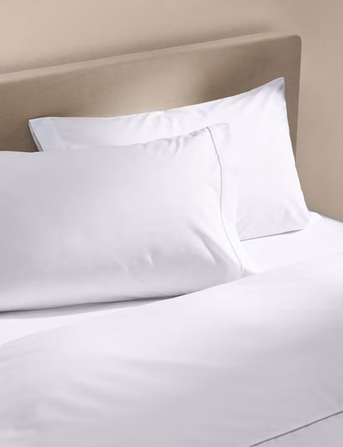 M&S 2 Pack Egyptian Cotton 230 Thread Count Percale Pillowcases in White