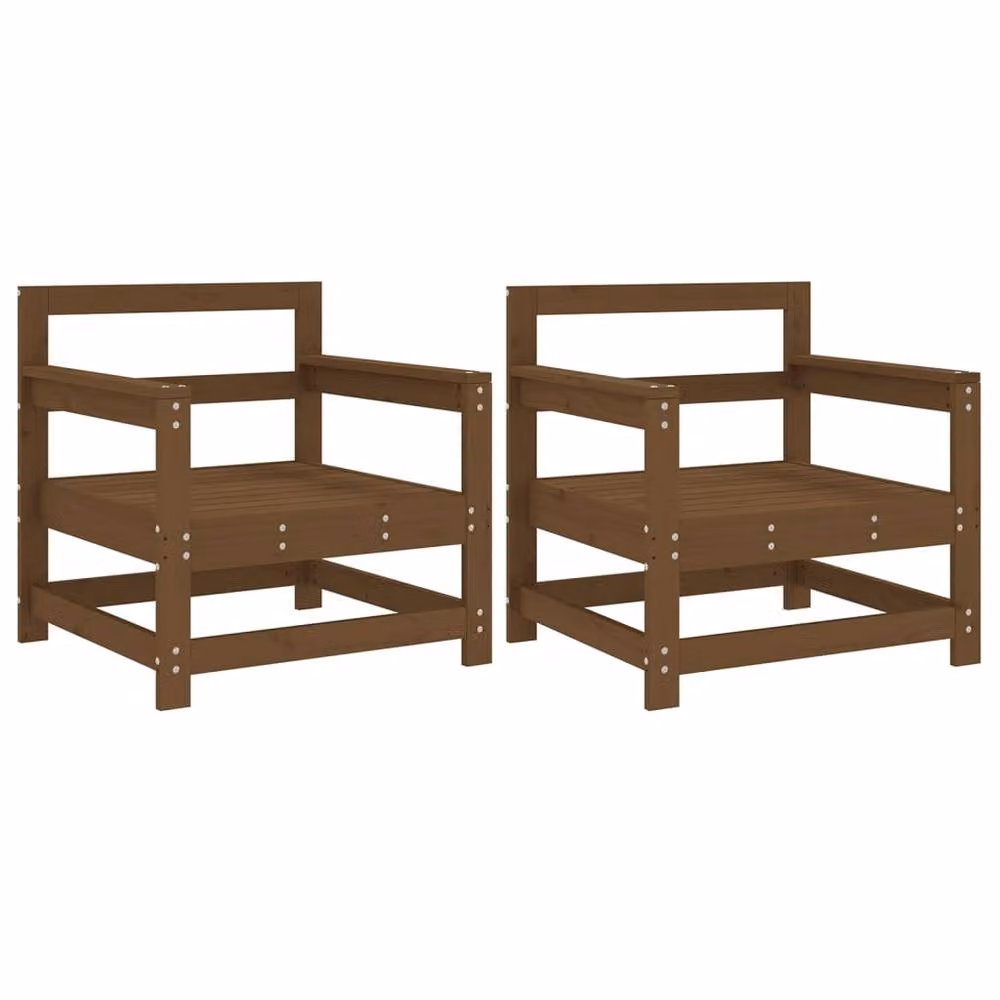 Berkfield Home Beautiful Garden Chairs, Set of 2, Honey Brown Solid Pine Wood – 2