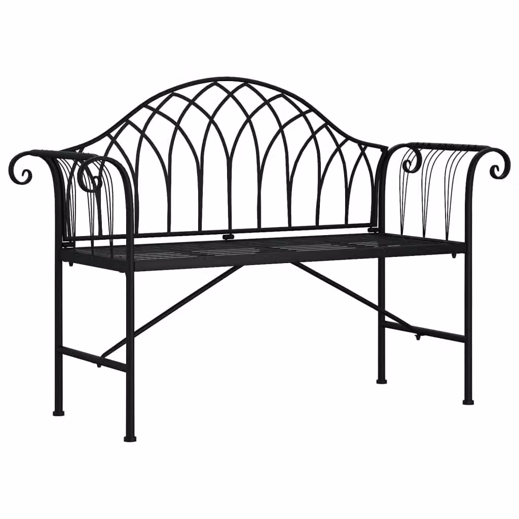 Berkfield Home Classic 2-Seater Metal Garden Bench in Matt Black, Width: 128 cm – 2