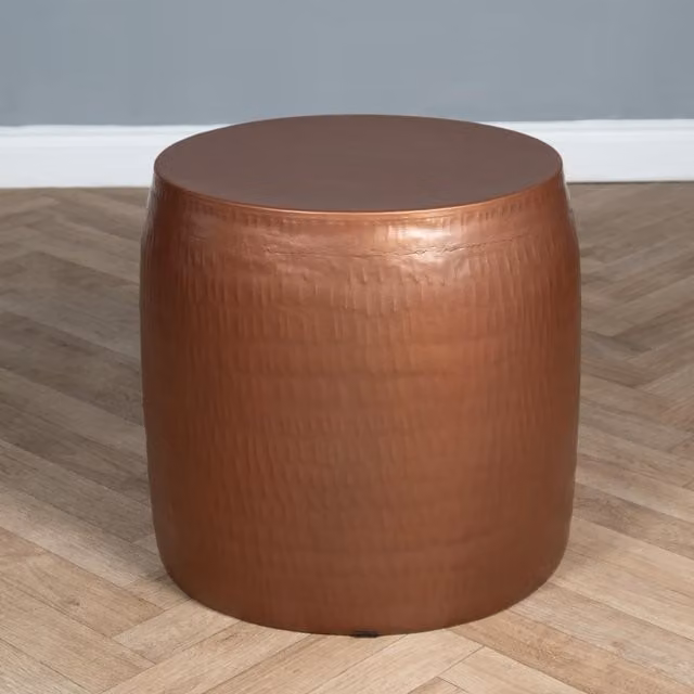 Elm Home And Garden Round Matt Copper Metal Side Table