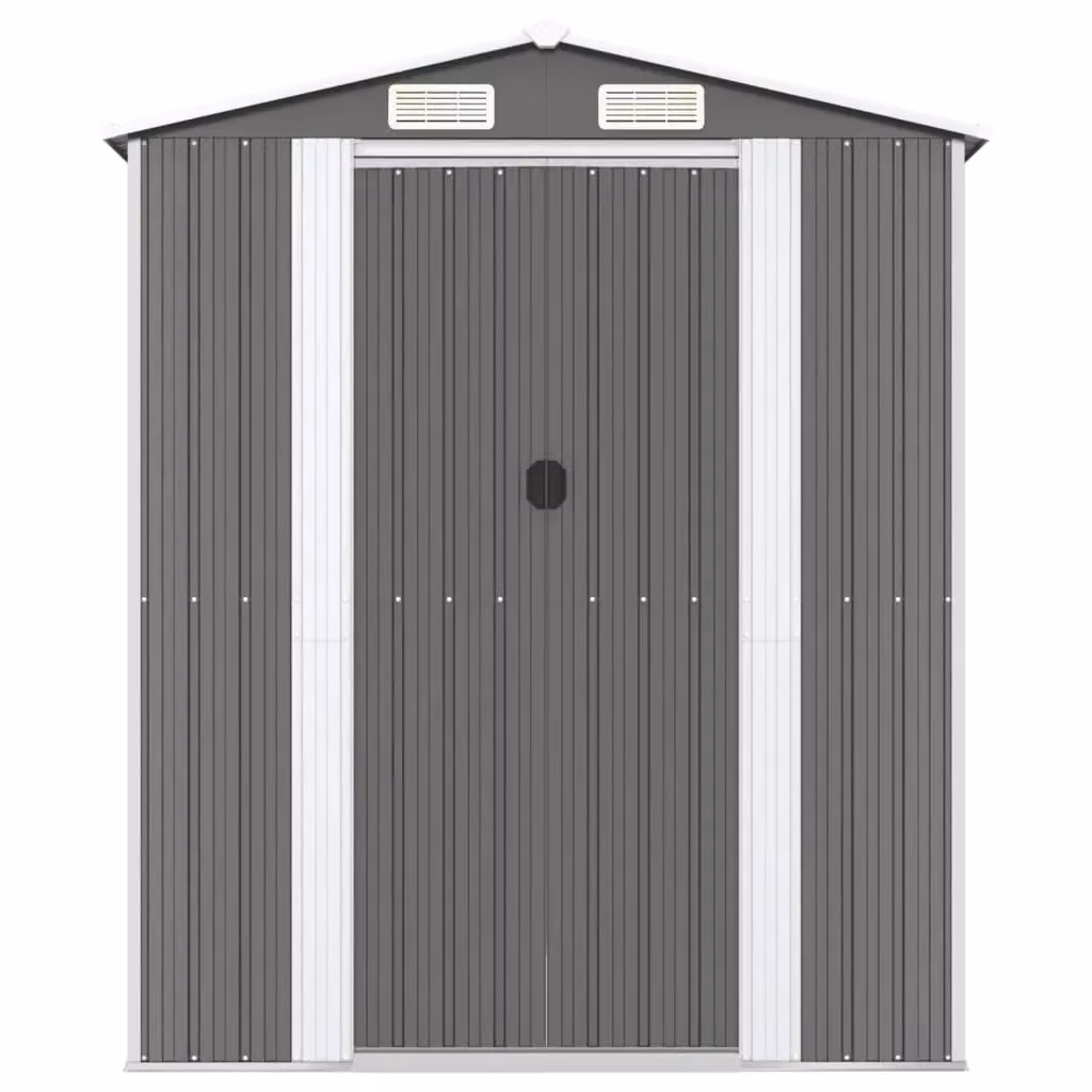 Berkfield Home Garden Shed in Light Grey Galvanised Steel, W/D/H: 192 x 855 x 223 cm – 3