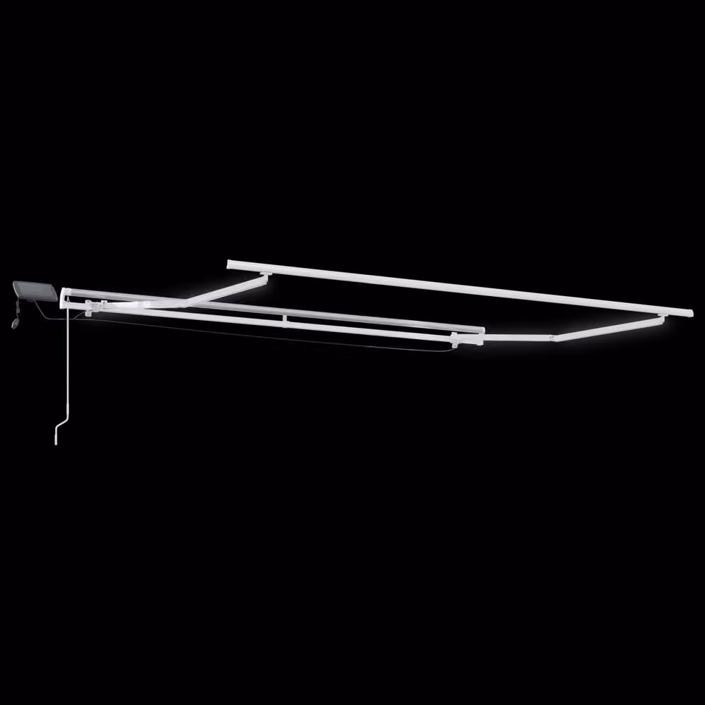 Berkfield Home Manual Retractable Polyester Awning with LED in White, W/D/H: 350 x 250 cm – 3
