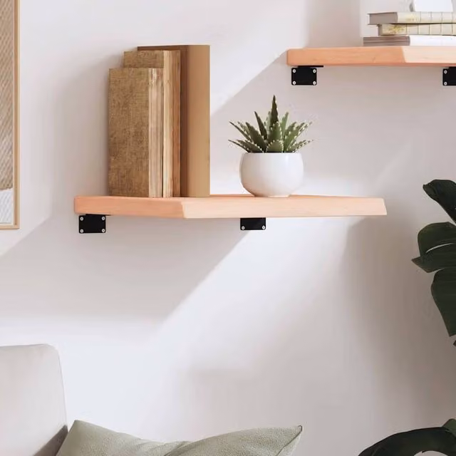 Berkfield Home Wall Mounted Shelf in Untreated Light Oak Wood, W/D/H: 40 x 40 x 2-4 cm – 1