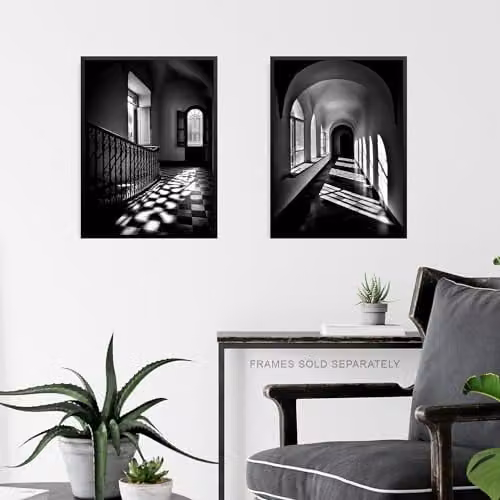 Artery8 Set of 3 Black and White Geometric Pattern Abstract Photograph Paper Poster Prints, W: 21.0 cm, H: 29.7 cm – 5