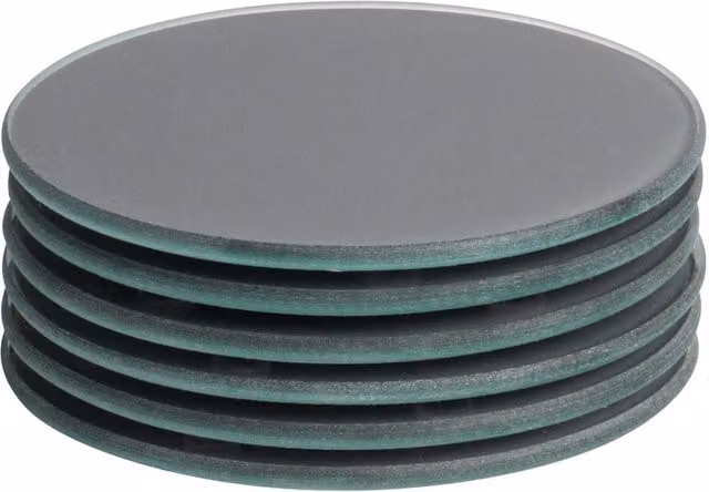 Harbour Housewares Round Glass Coasters in Grey, Pack of 6, Diameter: 10 cm – 6