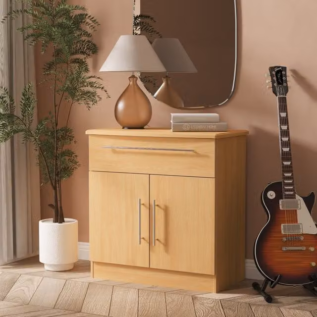 Sherwood Modern Oak 1 Drawer Sideboard in Brown