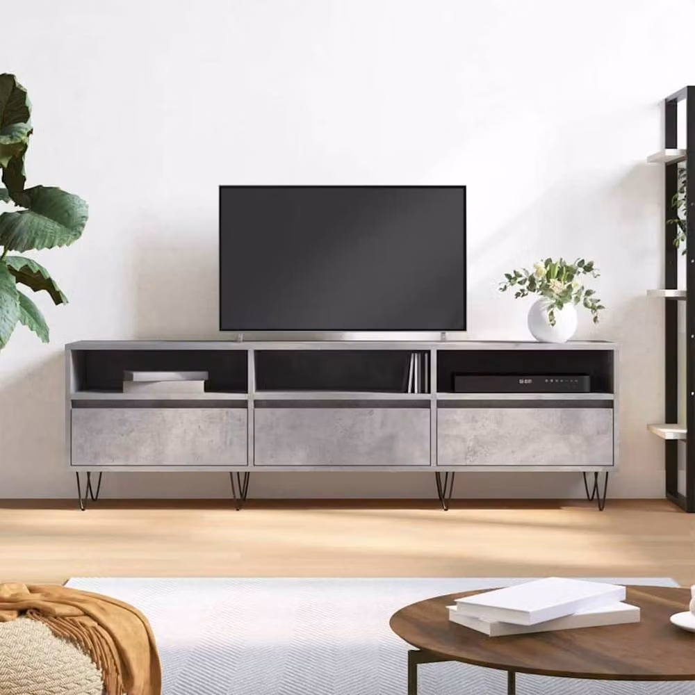 Berkfield Home Industrial TV Cabinet in Concrete Grey, W/D/H: 150 x 30 x 44.5 cm – 2