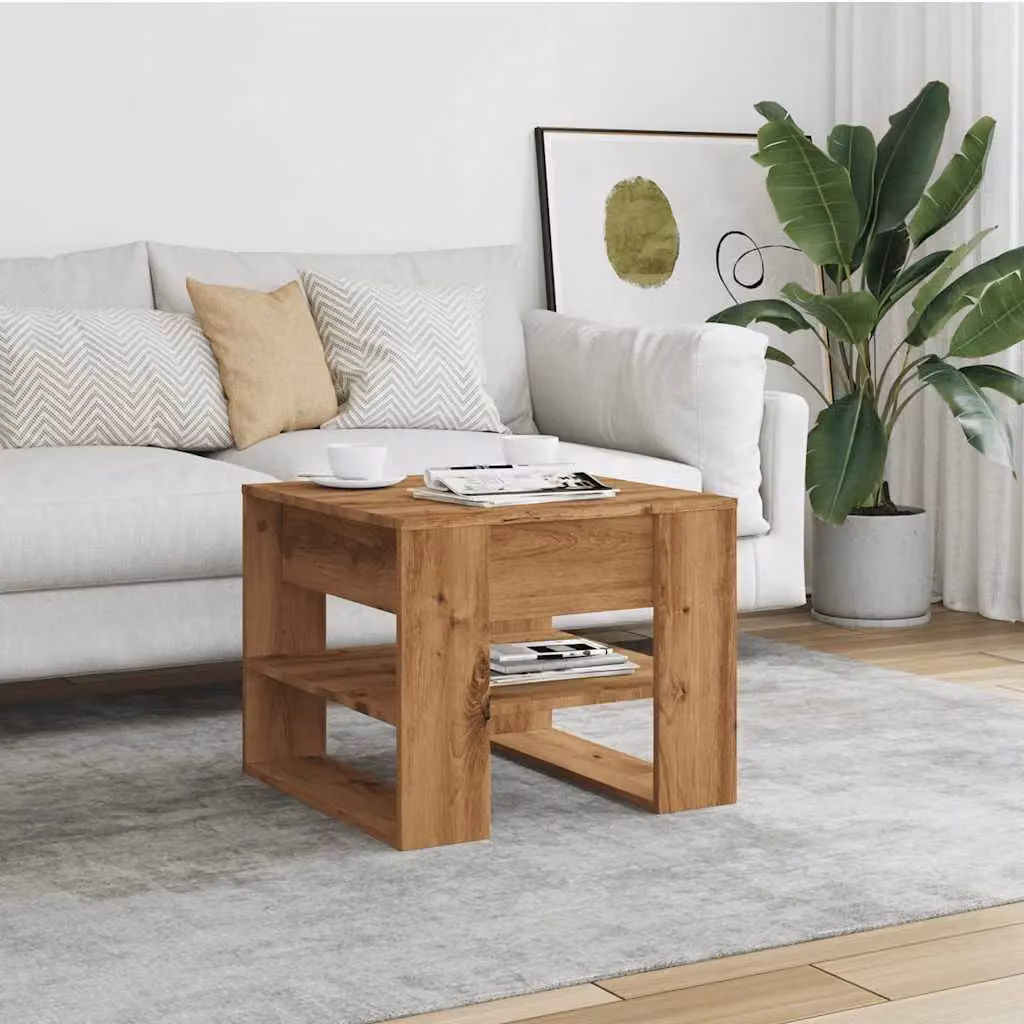 Berkfield Home Artisan Oak Coffee Table in Brown, W/D/H: 55.5 x 55.5 x 45 cm – 2