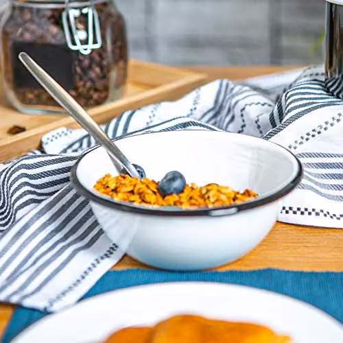 Argon Tableware Enamel Pasta Bowls, Pack of 12, Black, White and Blue – 2