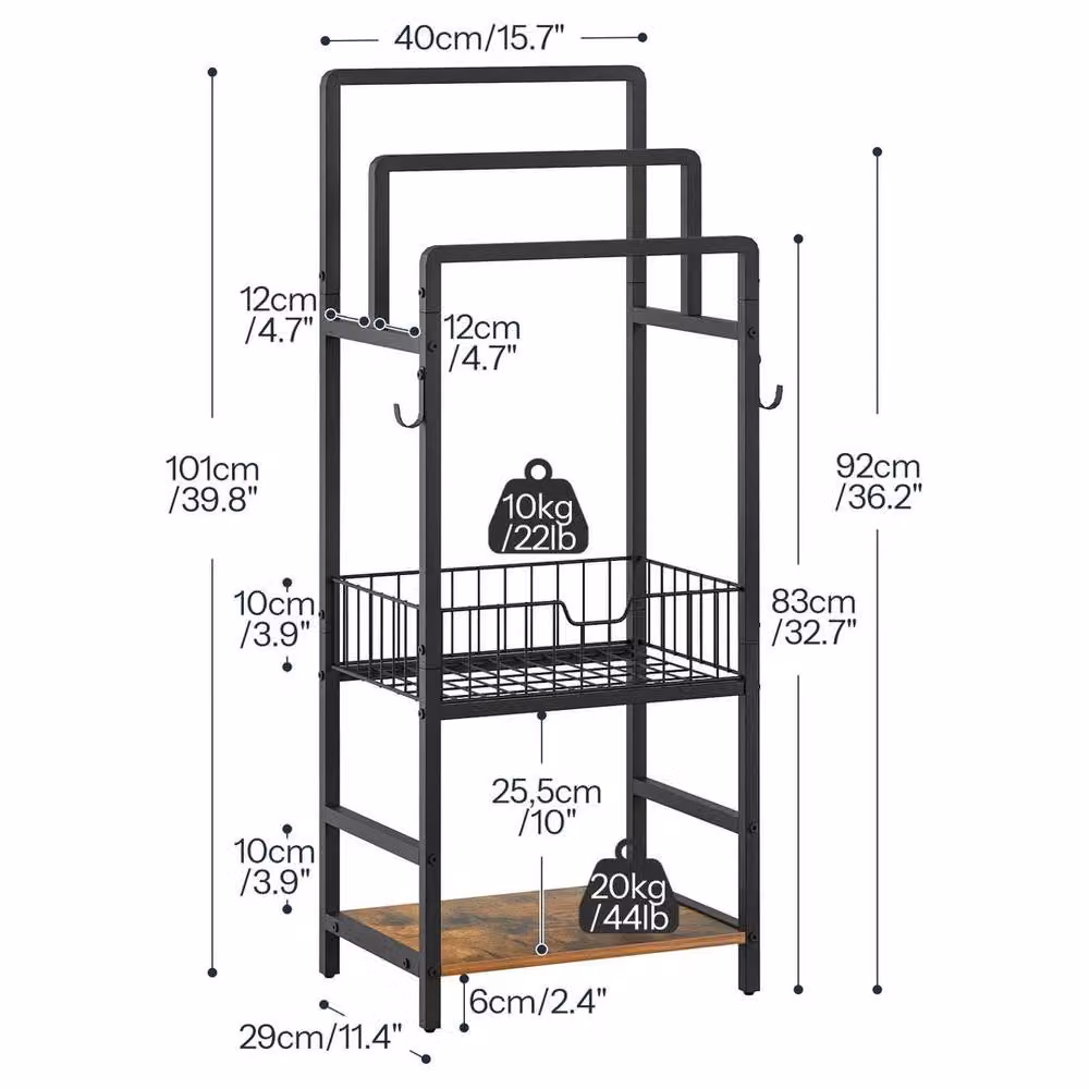 KORVIXA Freestanding Towel and Blanket Rack in Brown, W: 60 cm, H: 100 cm – 2