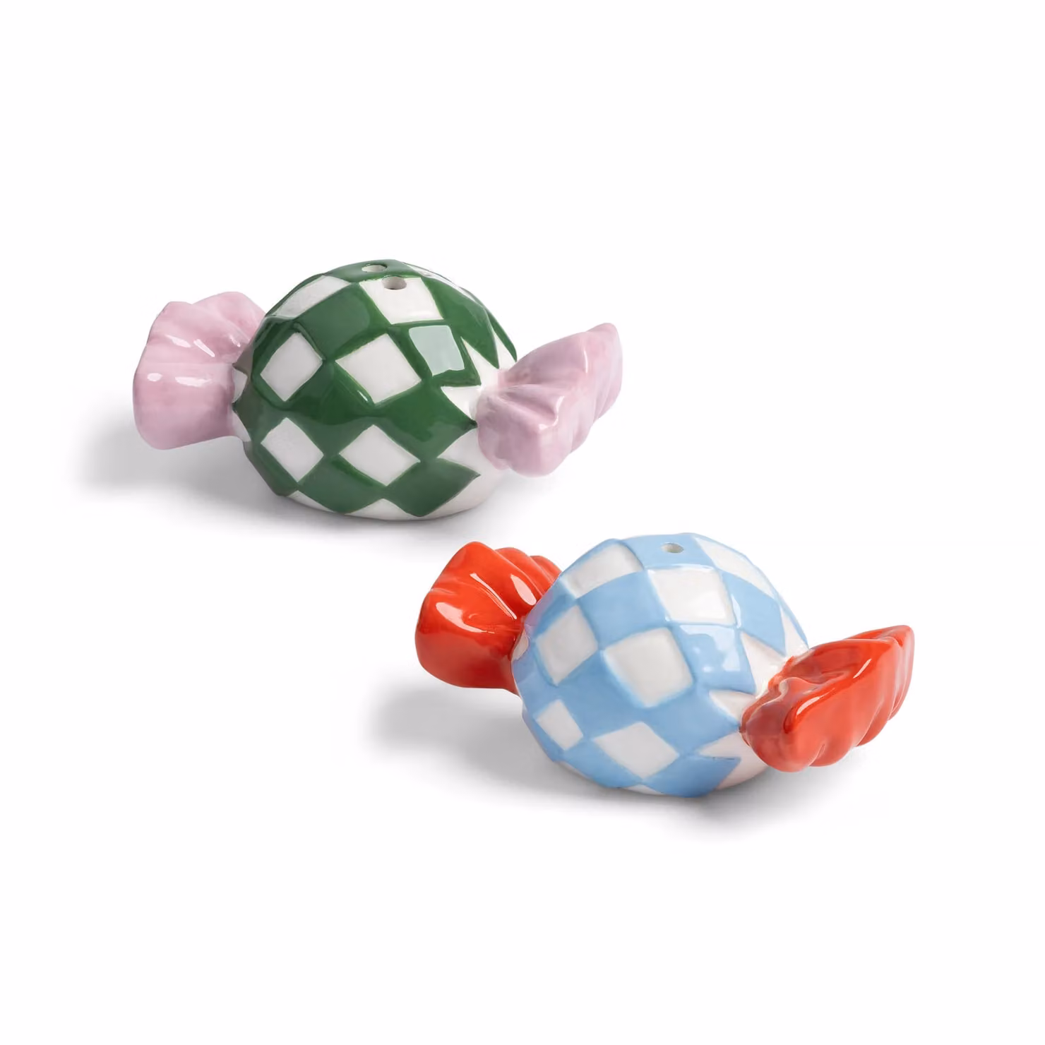 &Klevering Candy Check Salt and Pepper Shakers, Multicolour Ceramic