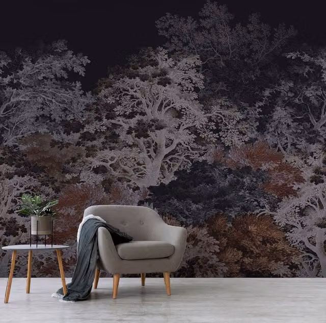 Superfresco Easy Forest Canopy Navy Print Mural, Blue and Multicolour, W: 300 cm, H: 280 cm – 1