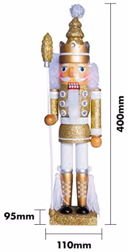 St Helens Home & Garden Nutcracker with Staff Christmas Decoration, Multicolour, Height: 40 cm – 2