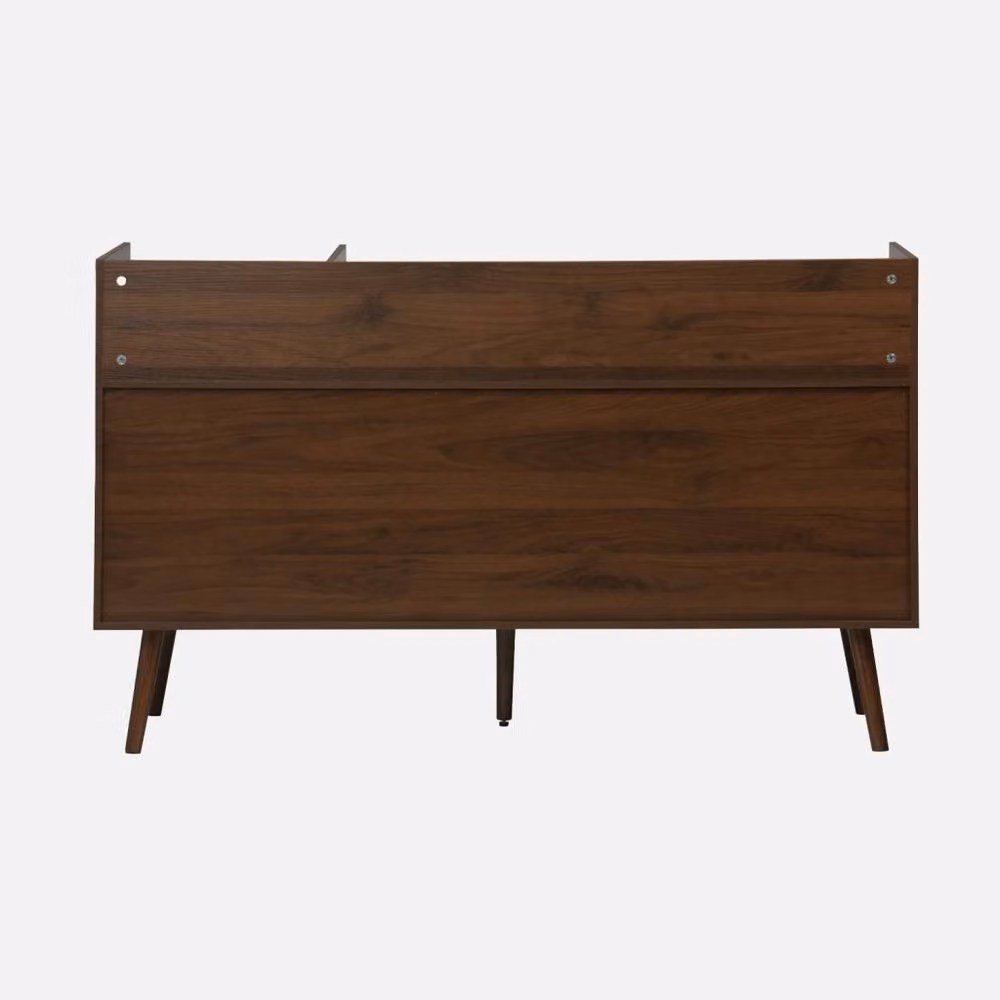 Sweekeek Vintage Vinyl Media Unit in Dark Brown with Dark Wood Effect, W: 130 cm – 2
