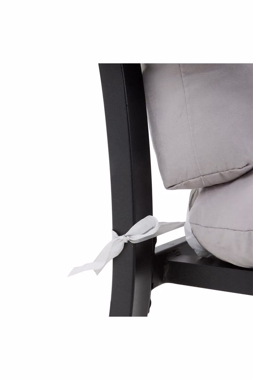 H&O Direct Set of 2 Grey Polyester Square Outdoor Garden Chair Cushions with Hook and Loop Fastening – 3