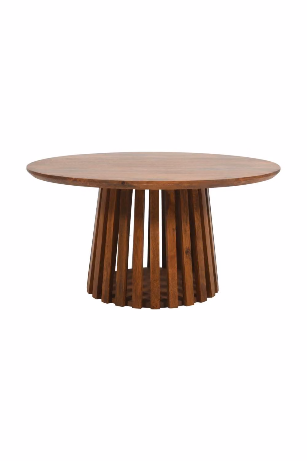 IH Design Tackley Round Mango Wood Coffee Table with Slatted Base in Brown – 2