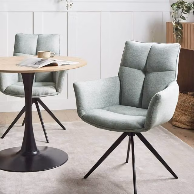 Wyld Haus Mint Swivel Dining Armchair with Black Metal Legs – 1
